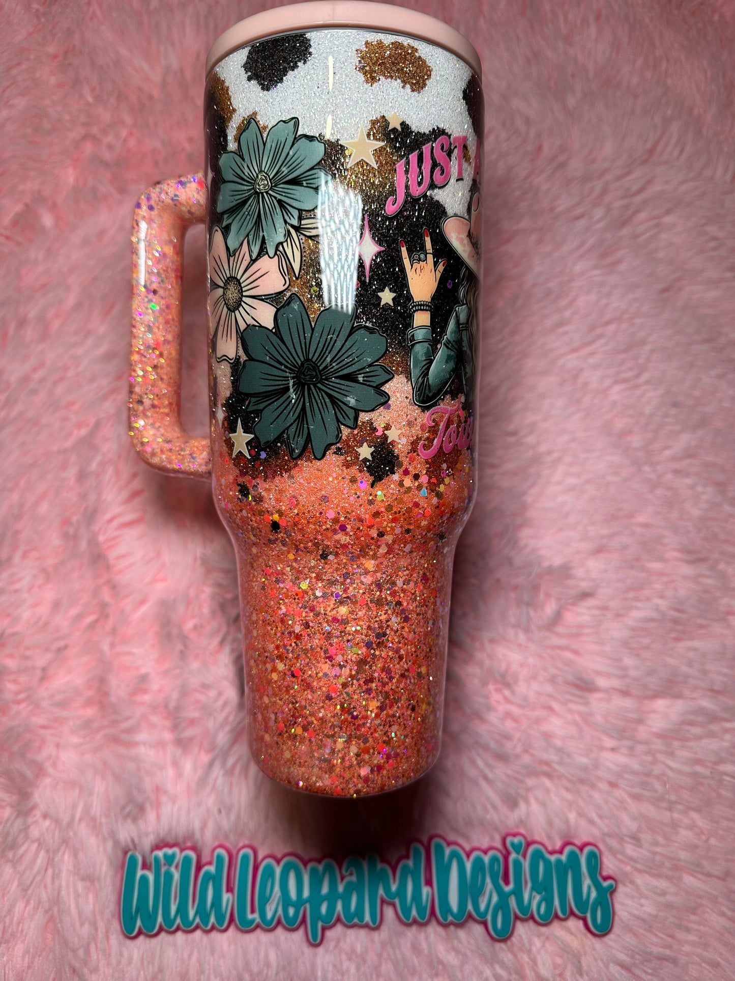 39- peach cowprint ( just a small town girl ) flip lid