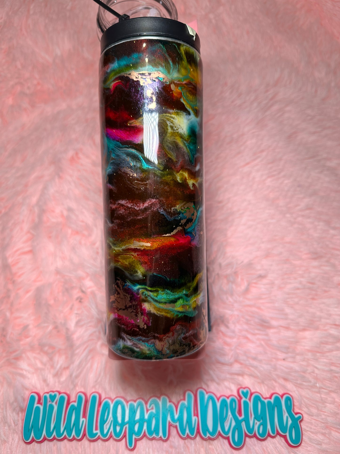 6- 20 oz maroon green yellow swirl