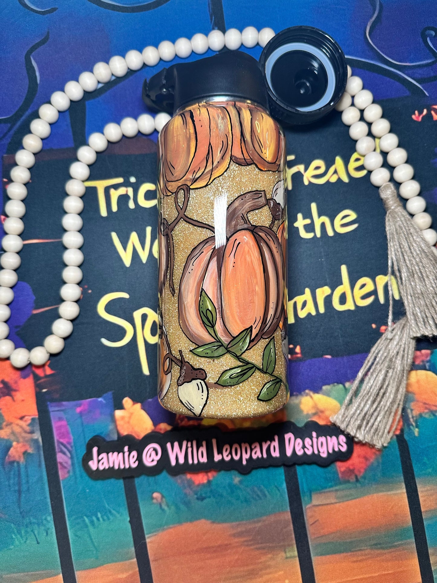 Custom 40 oz Stanley hand painted flowers.