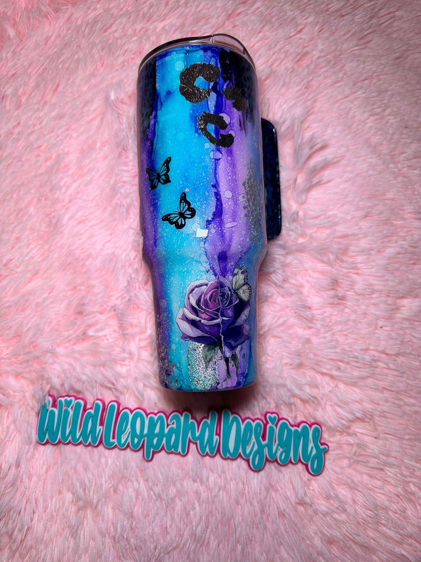 62- 40 oz rustic raindrop purple and blue