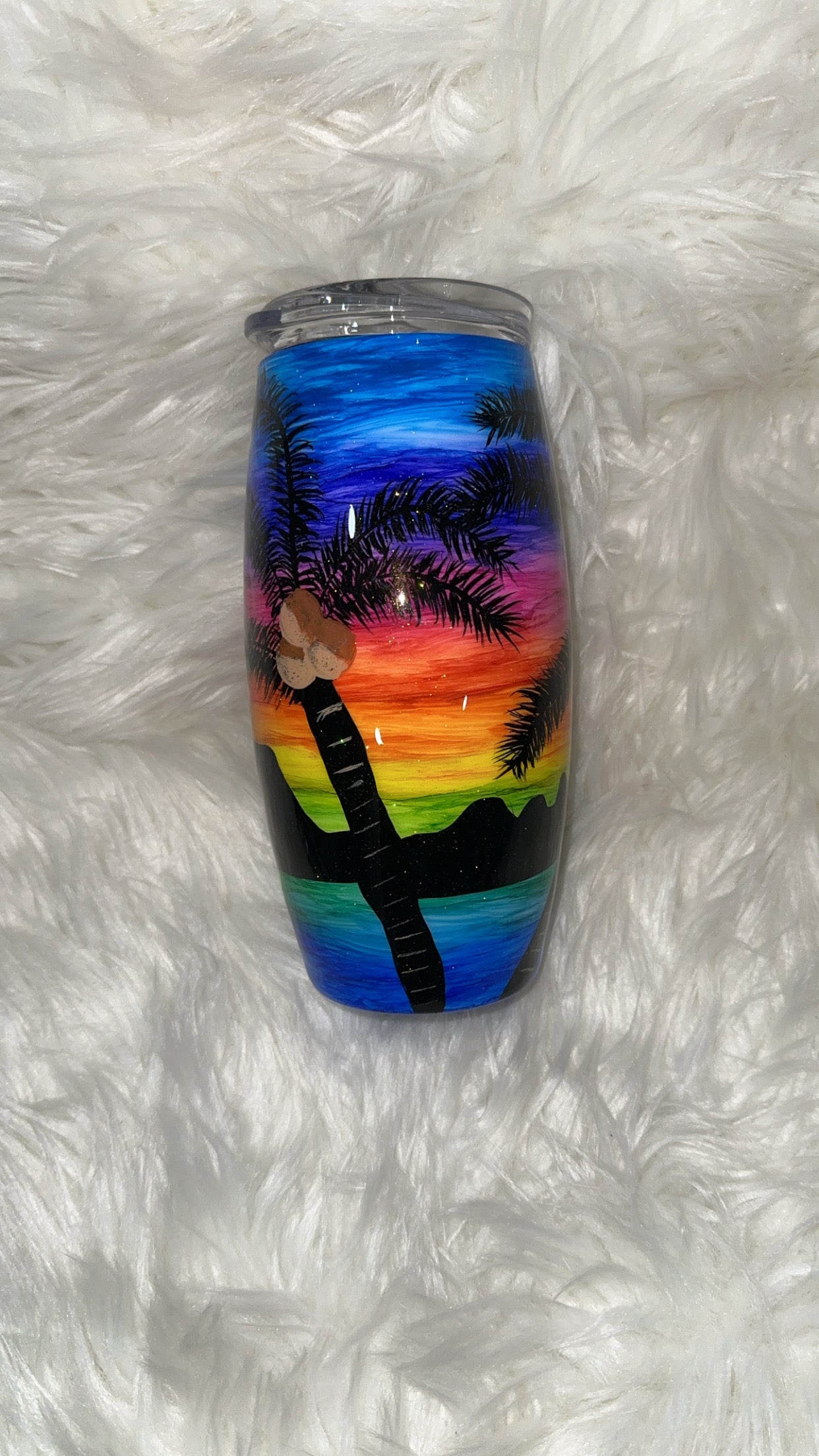 Hand paint sunset palm trees