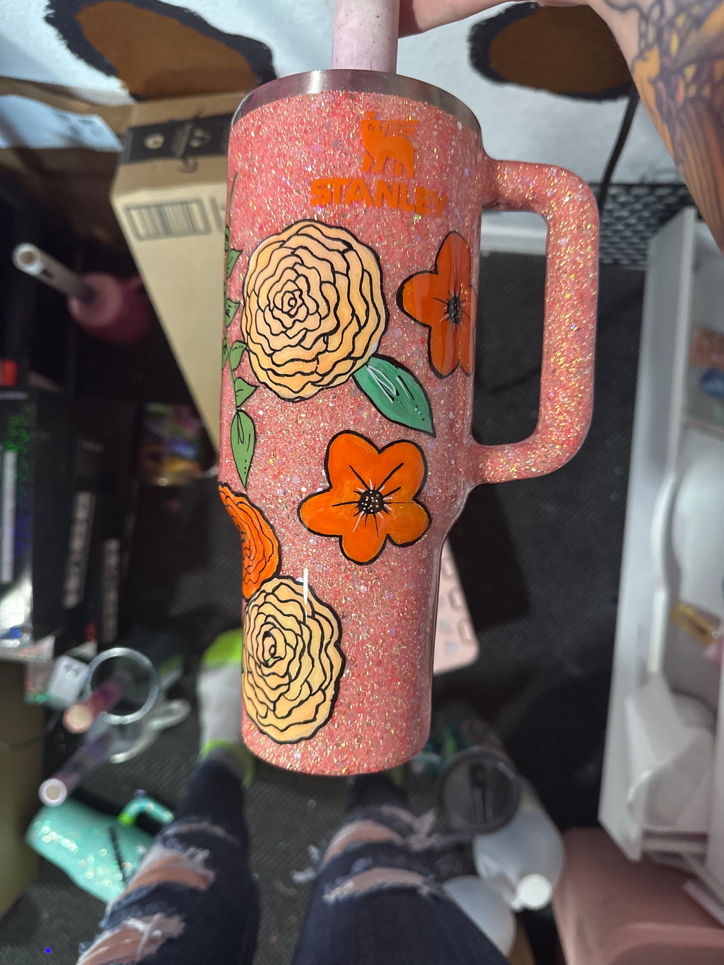 40 oz hand painted Stanley