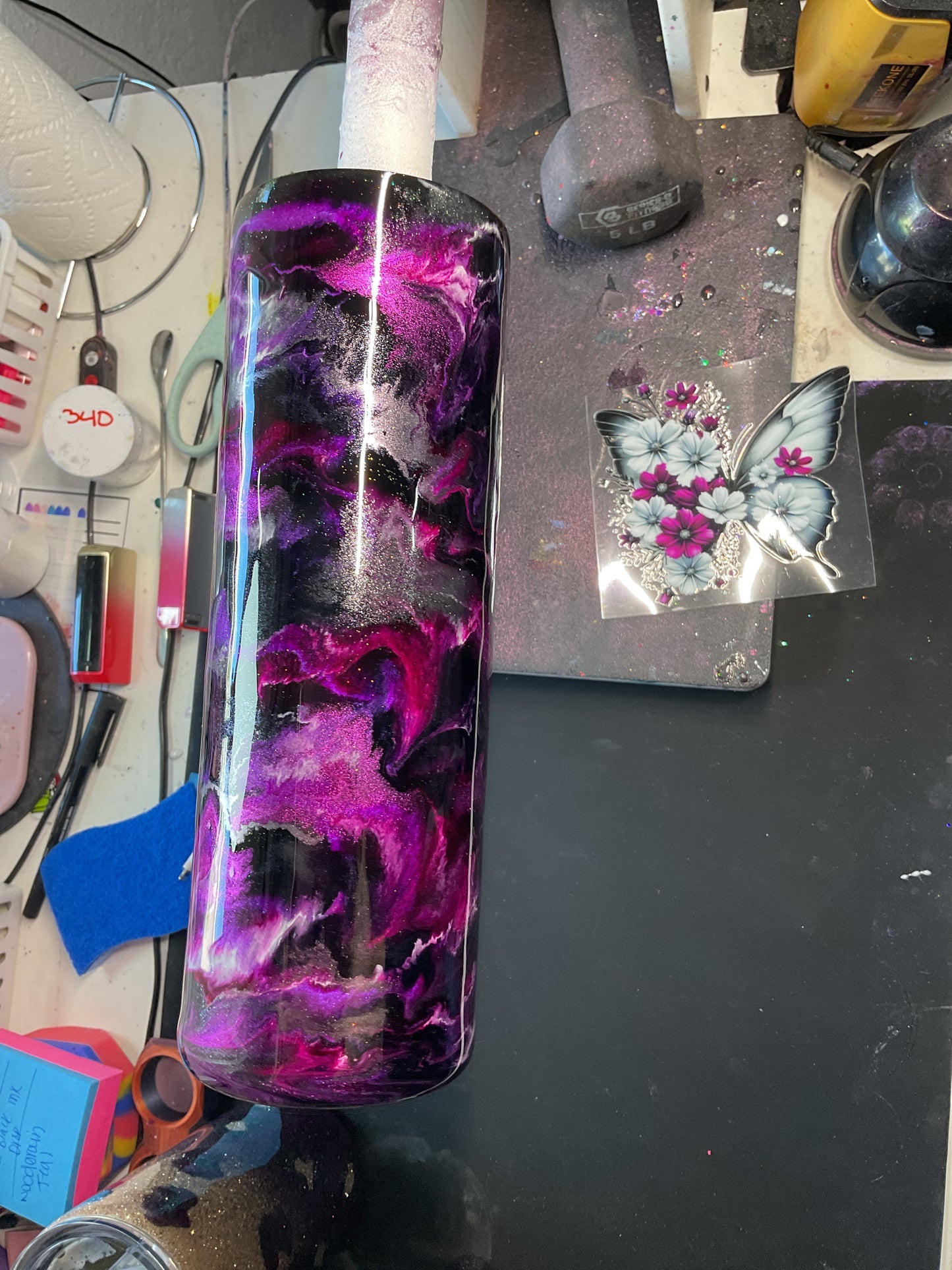 30 oz purple w butterfly