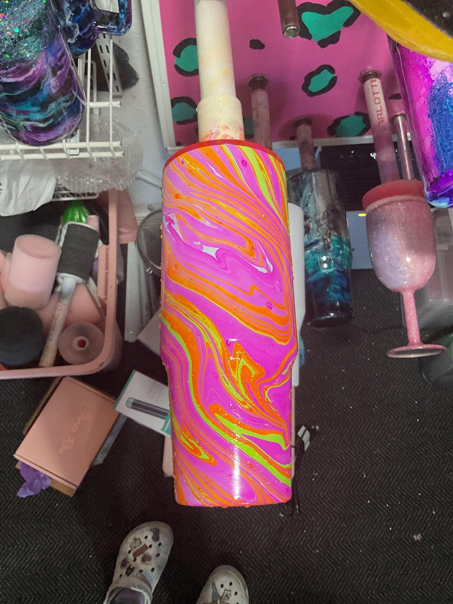 Orange green pink hydro dip 3o oz clip ate