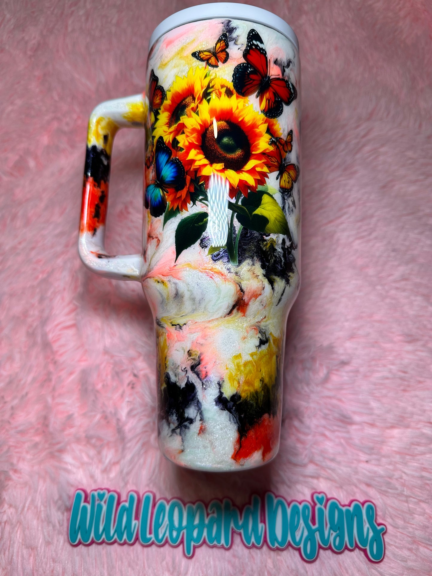 4- 40 oz sunflower marble orange yellow