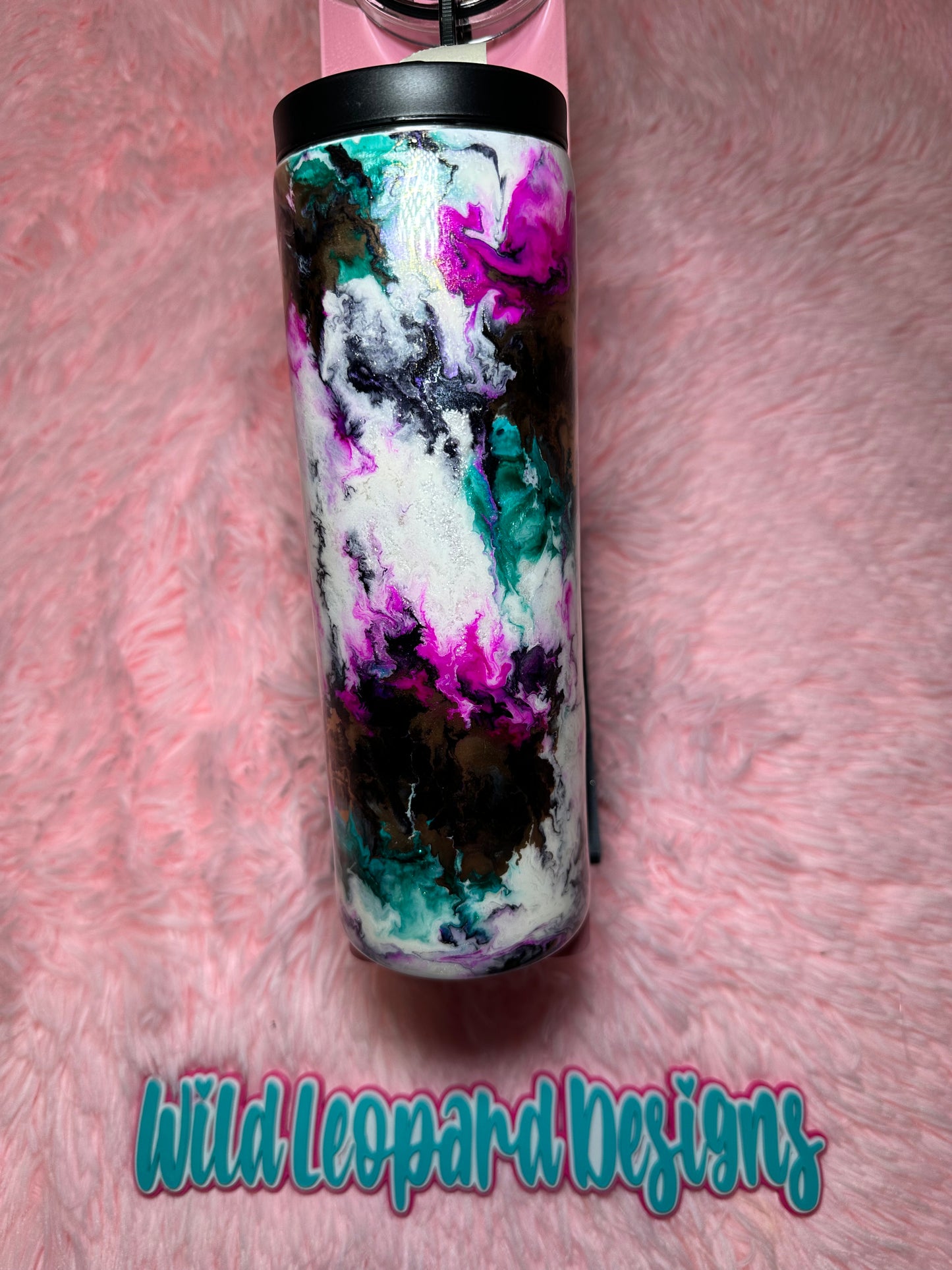 35- 20 oz duo purple teal black marble