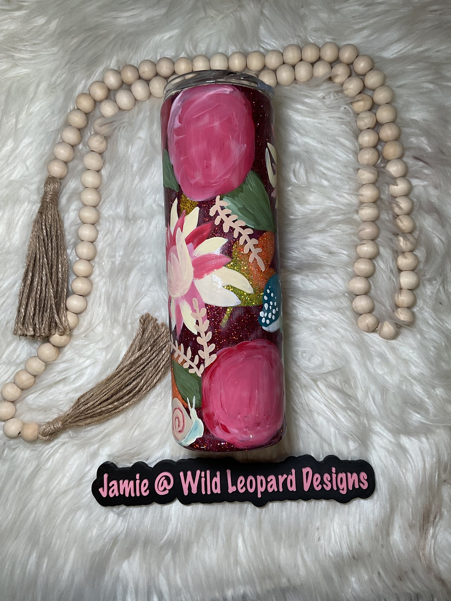 Ls # 21 / 30 oz hand painted flowers