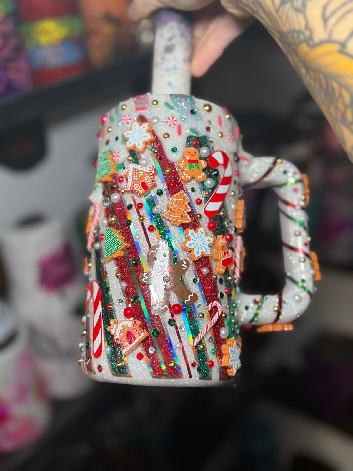 PRE ORDER ! 25 oz mug Christmas obsessed with 3 d embellishments.