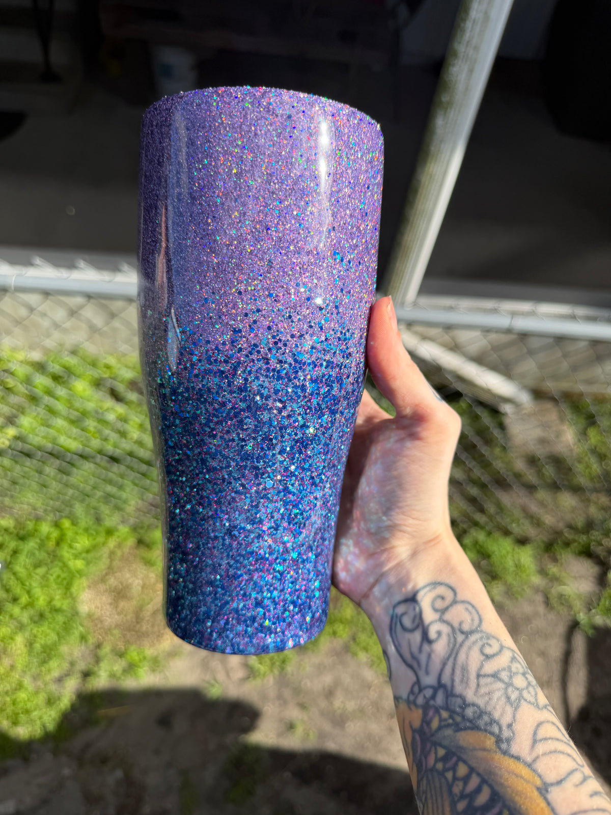 32 oz coffee caddy purple blue ombre