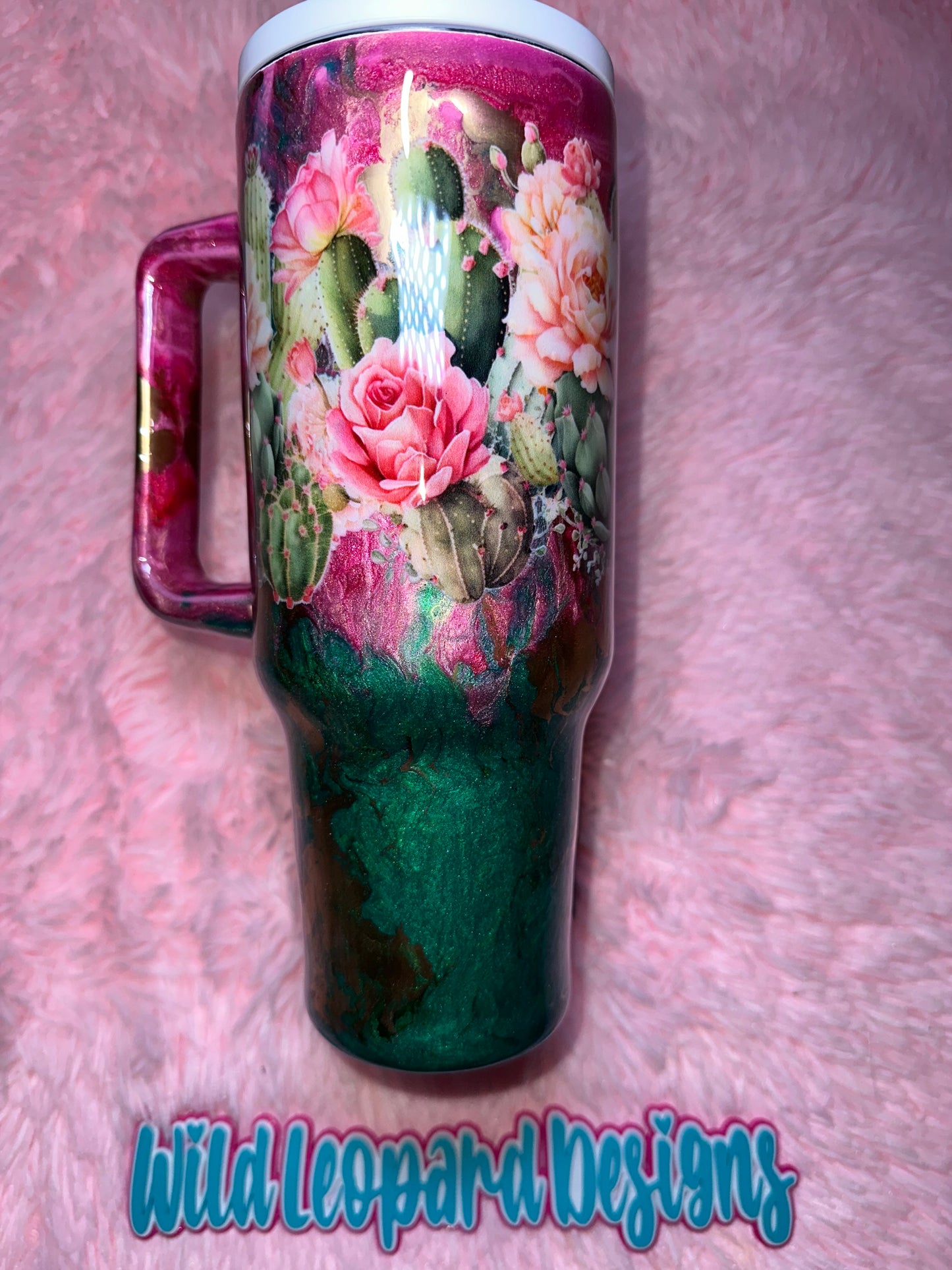 27- 40 oz pink green dual marble cactus