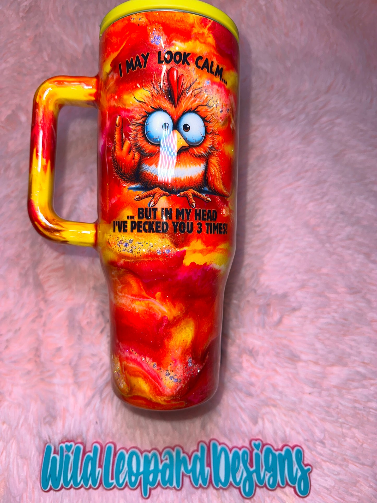 24- 40 oz yellow orange flip lid (I may look calm… but in my head I’ve pecked you 3 times)
