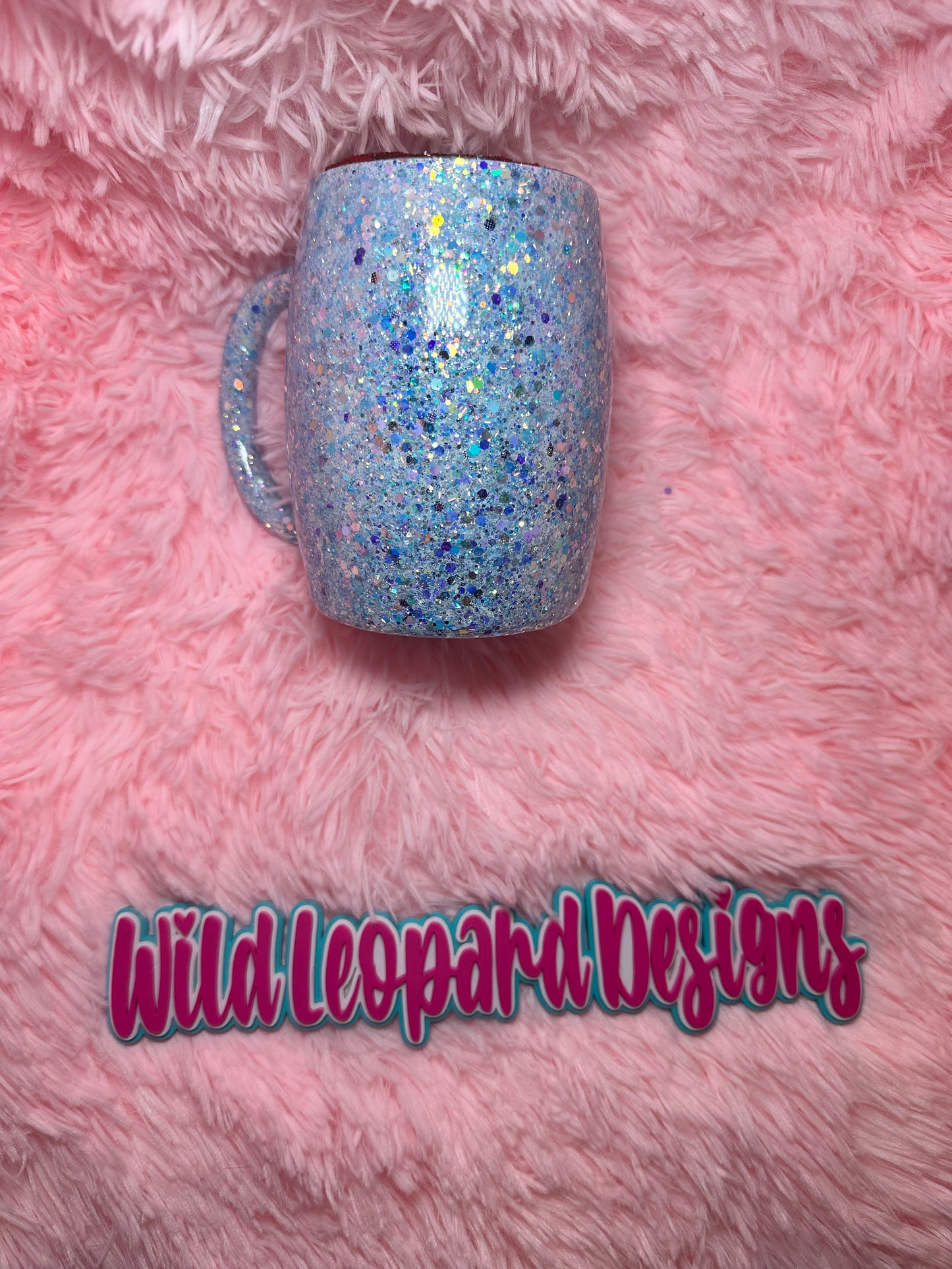 14 oz mug- light blue glitter