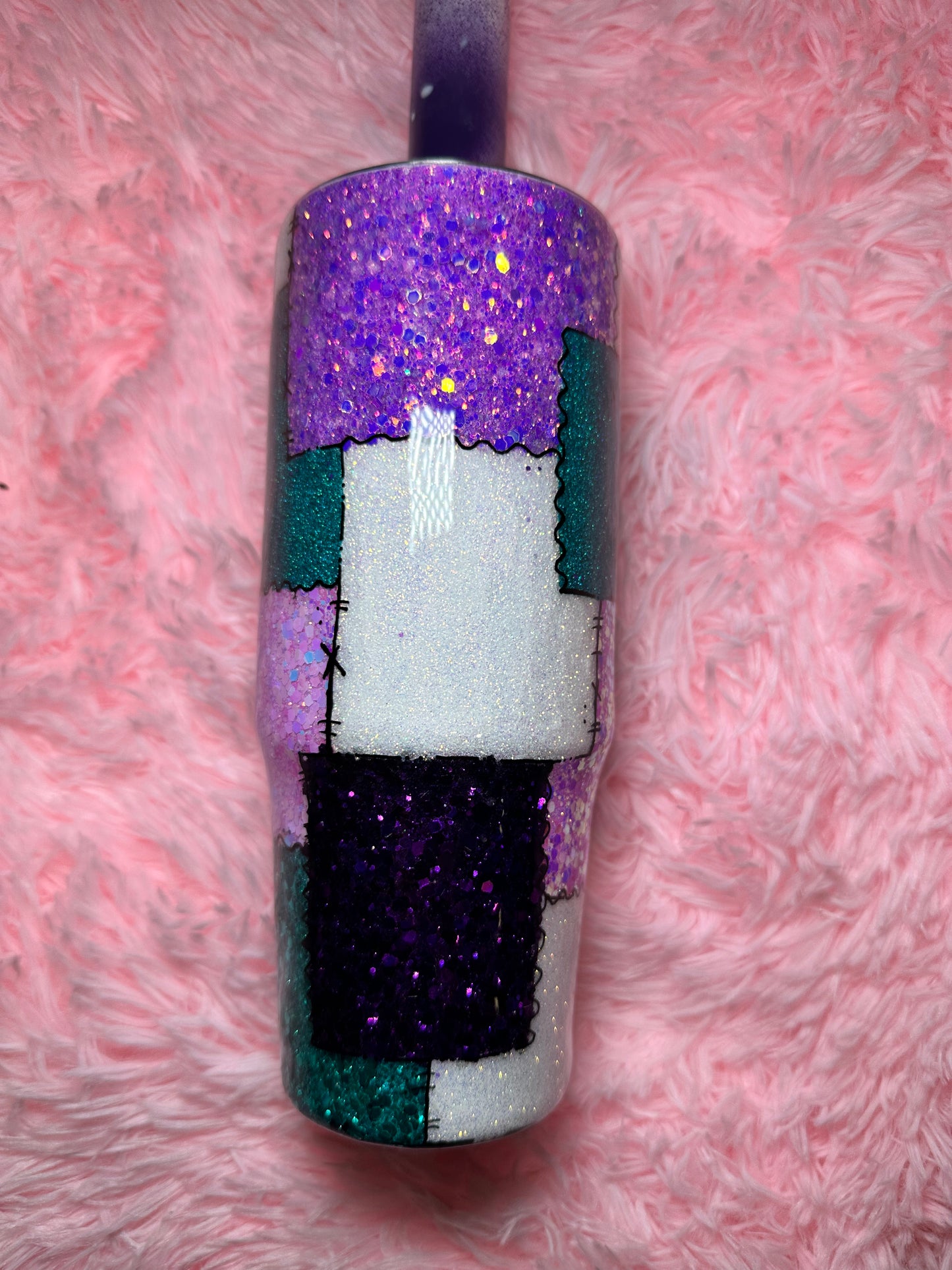 #65- 30 oz clip mate purple teal patchwork