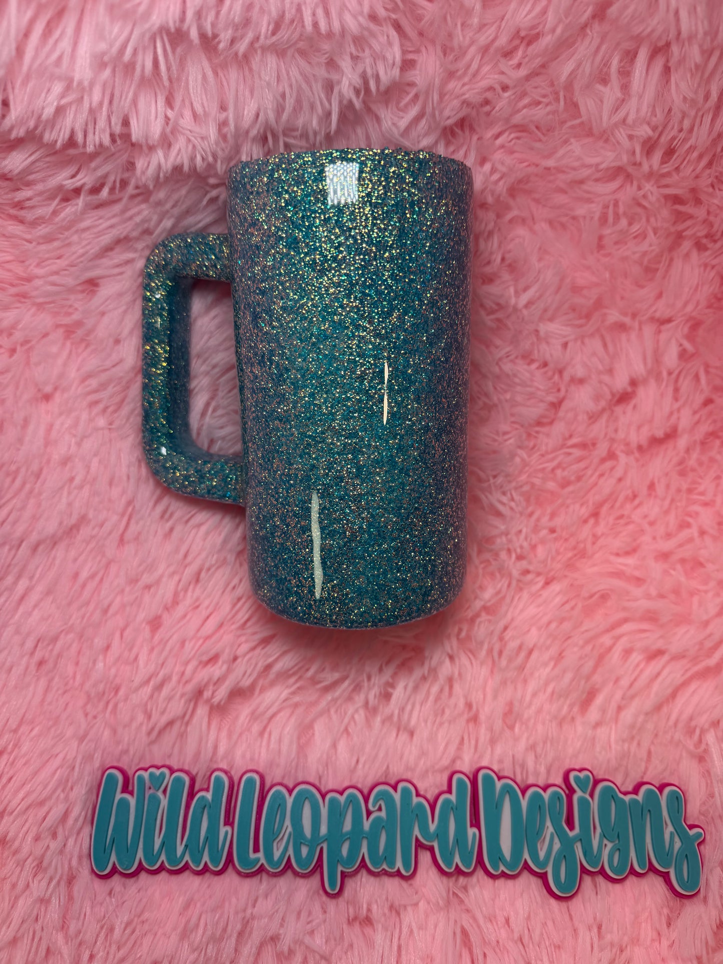 25 oz - teal bubble glitter