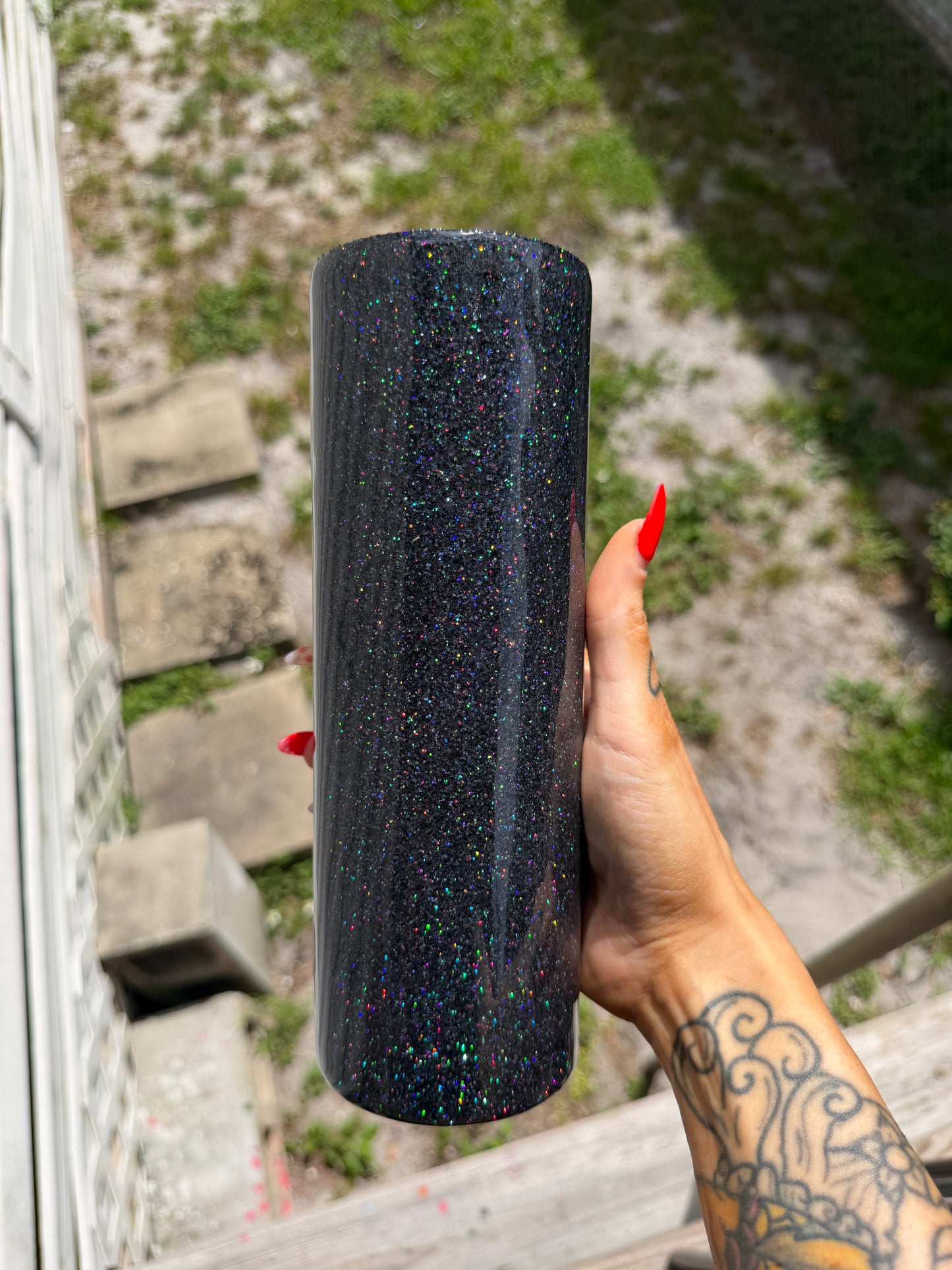 30 oz black glitter