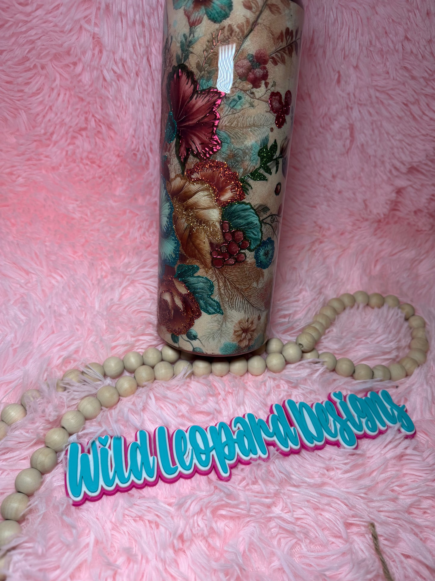 40 oz floral green Burgundy