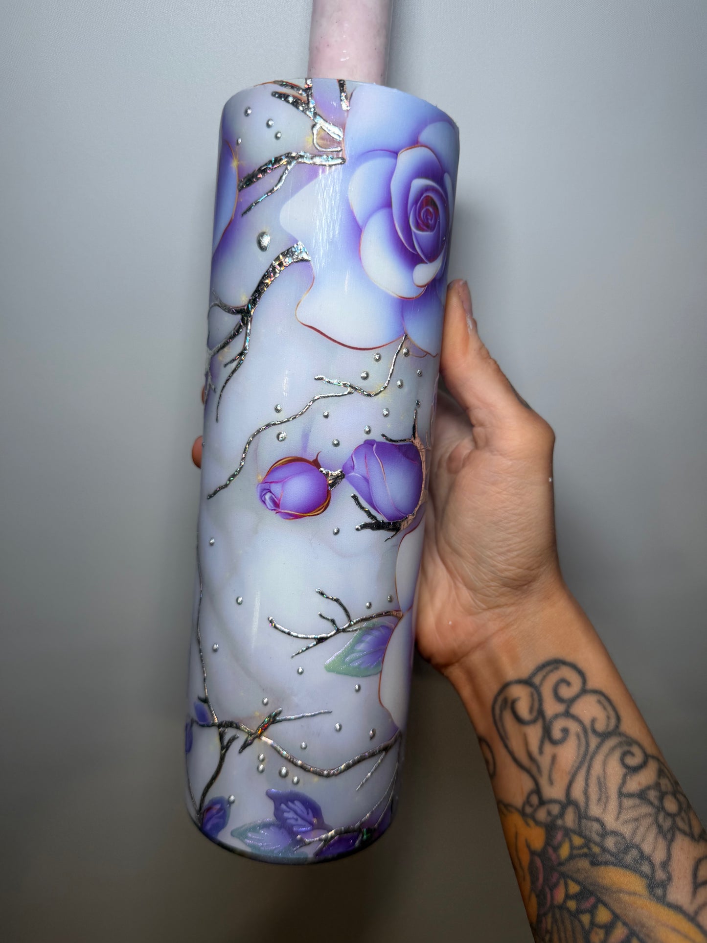 30 oz purple silver rose