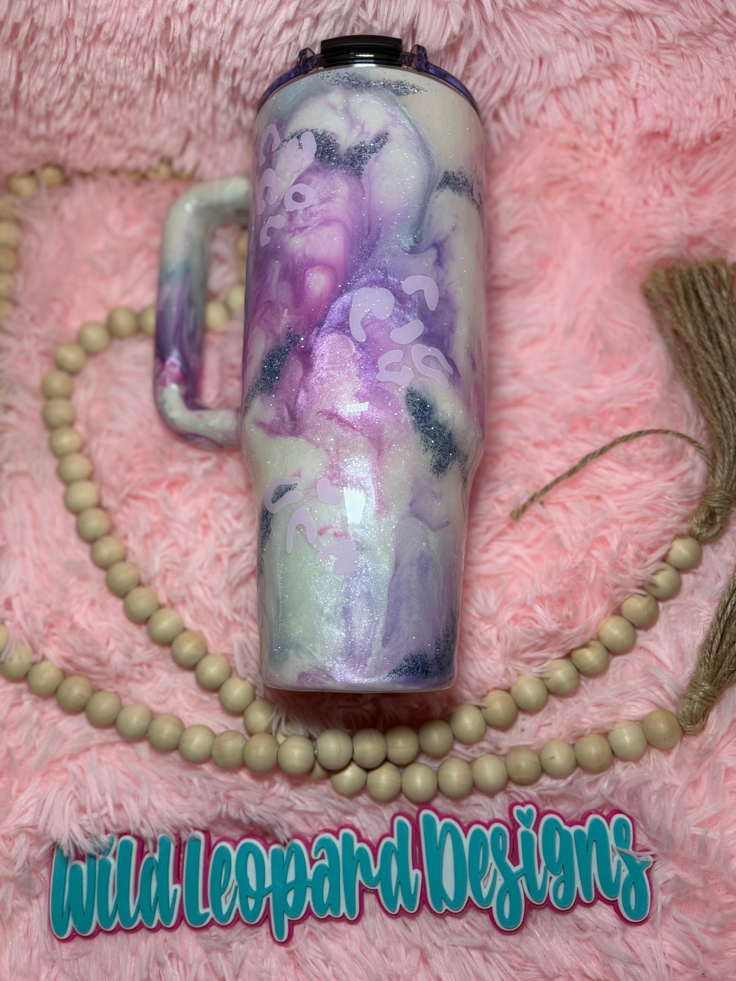 98- purple marble butterfly with leopard print