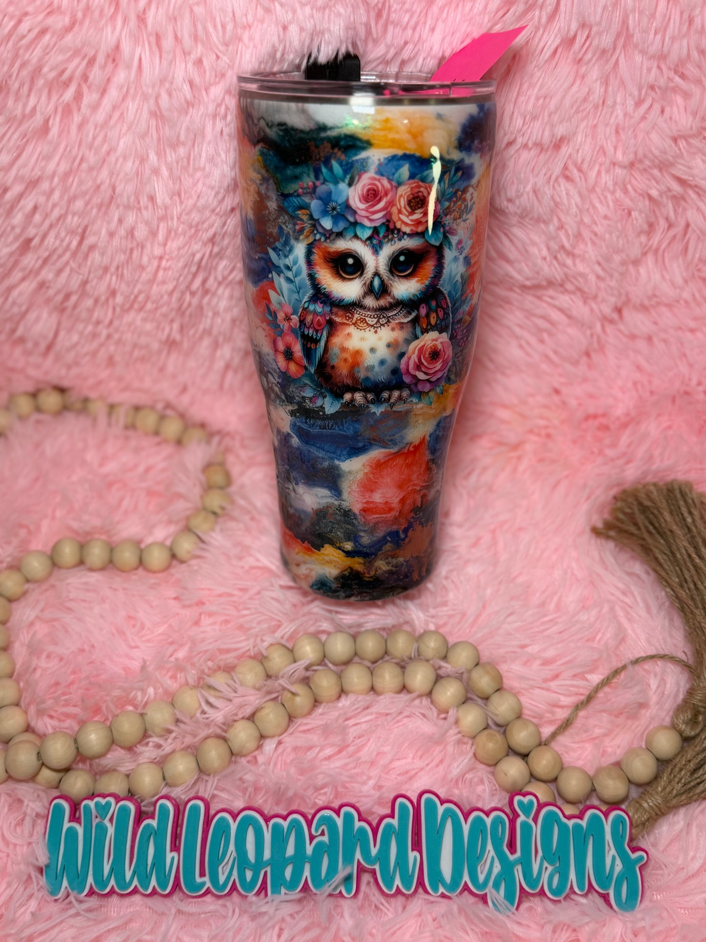 36- 32 oz coral blue owl