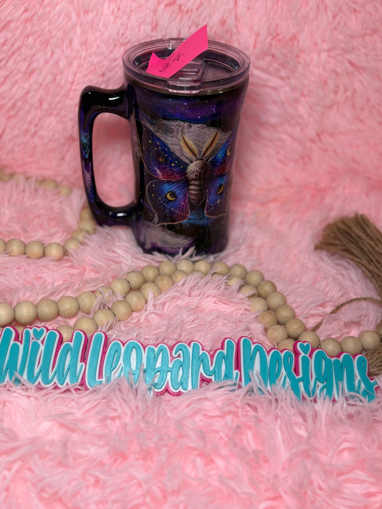 24- 20 oz beer mug purple moth