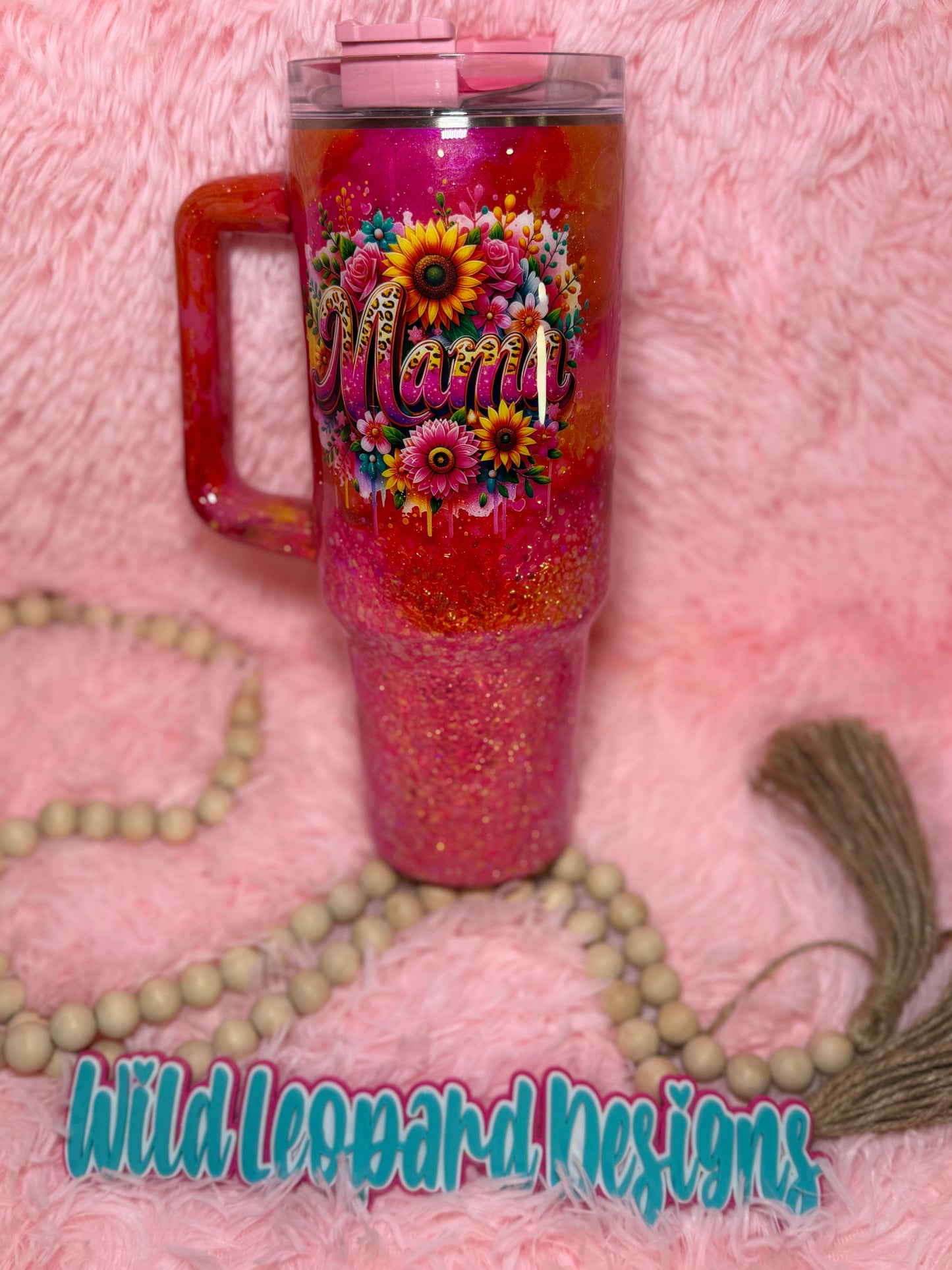 13- 40 oz mama pink yellow