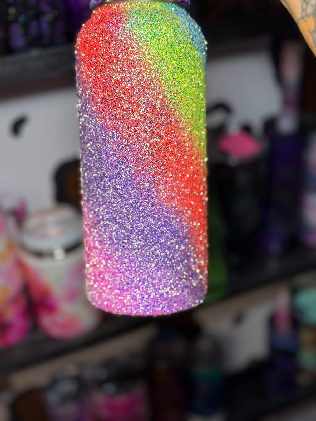 32 oz - rainbow bubble glitter swirl