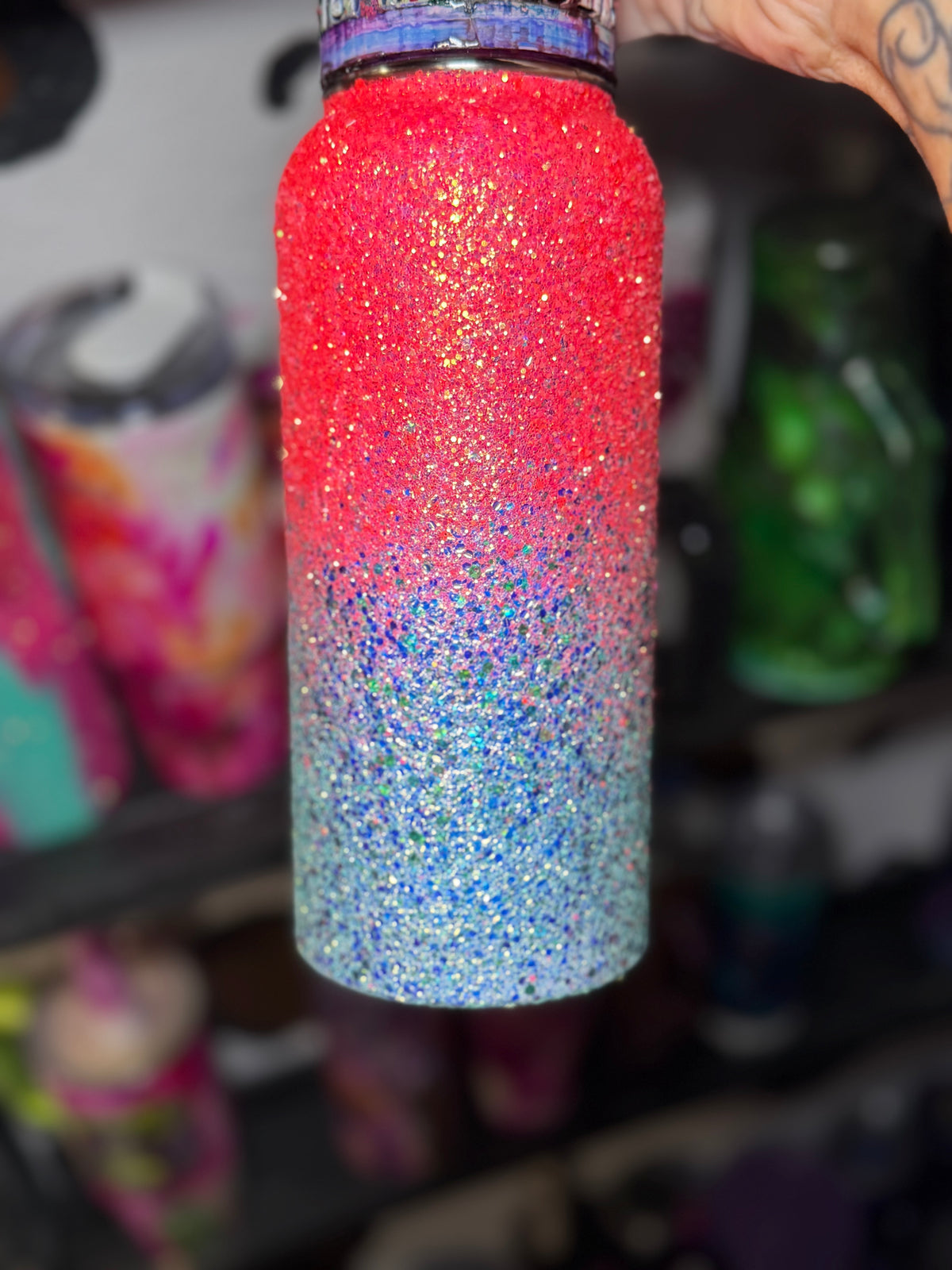 32 oz hydro - coral / teal ombre (coral glows)
