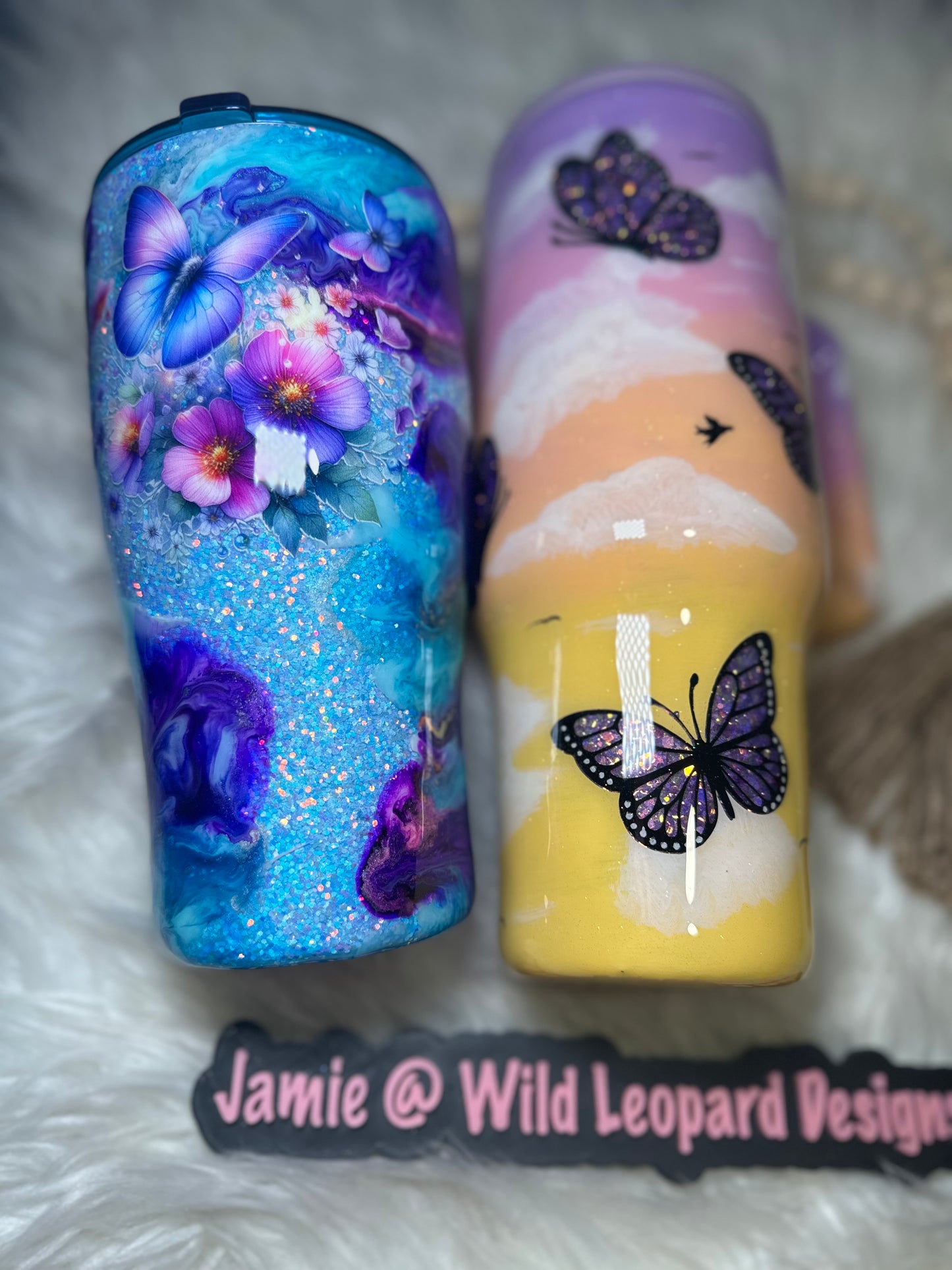 Butterfly hand painted 40 oz