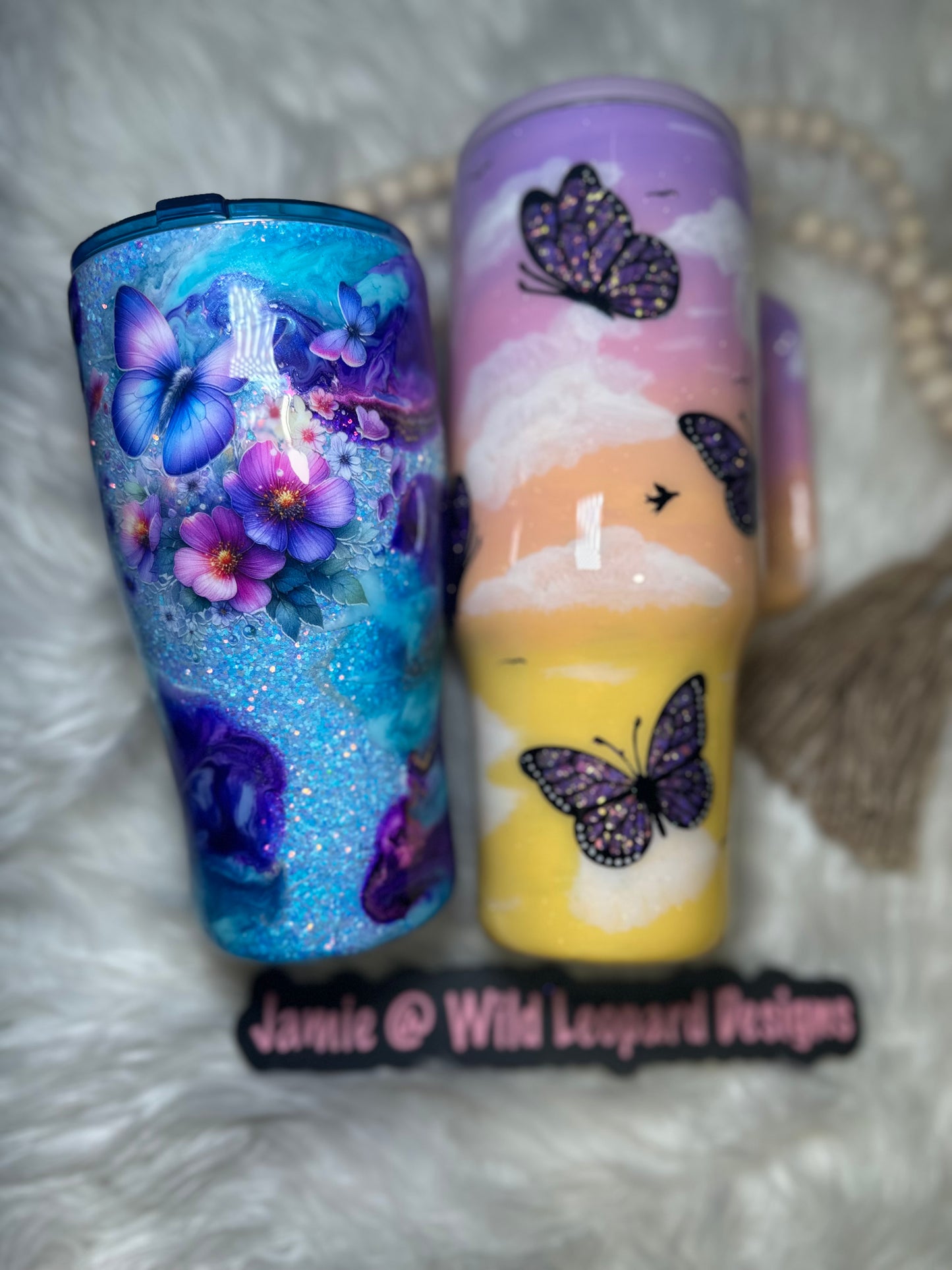 Butterfly hand painted 40 oz