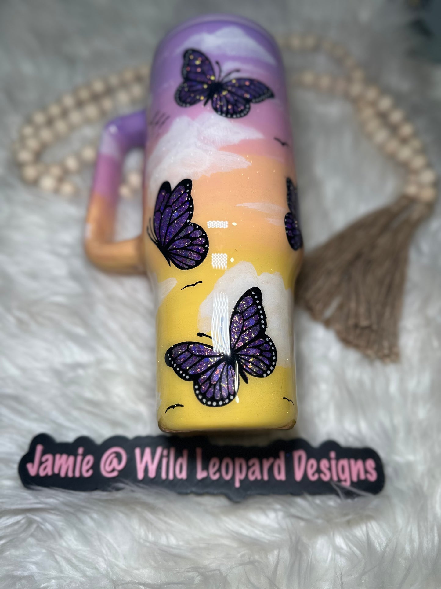 Butterfly hand painted 40 oz