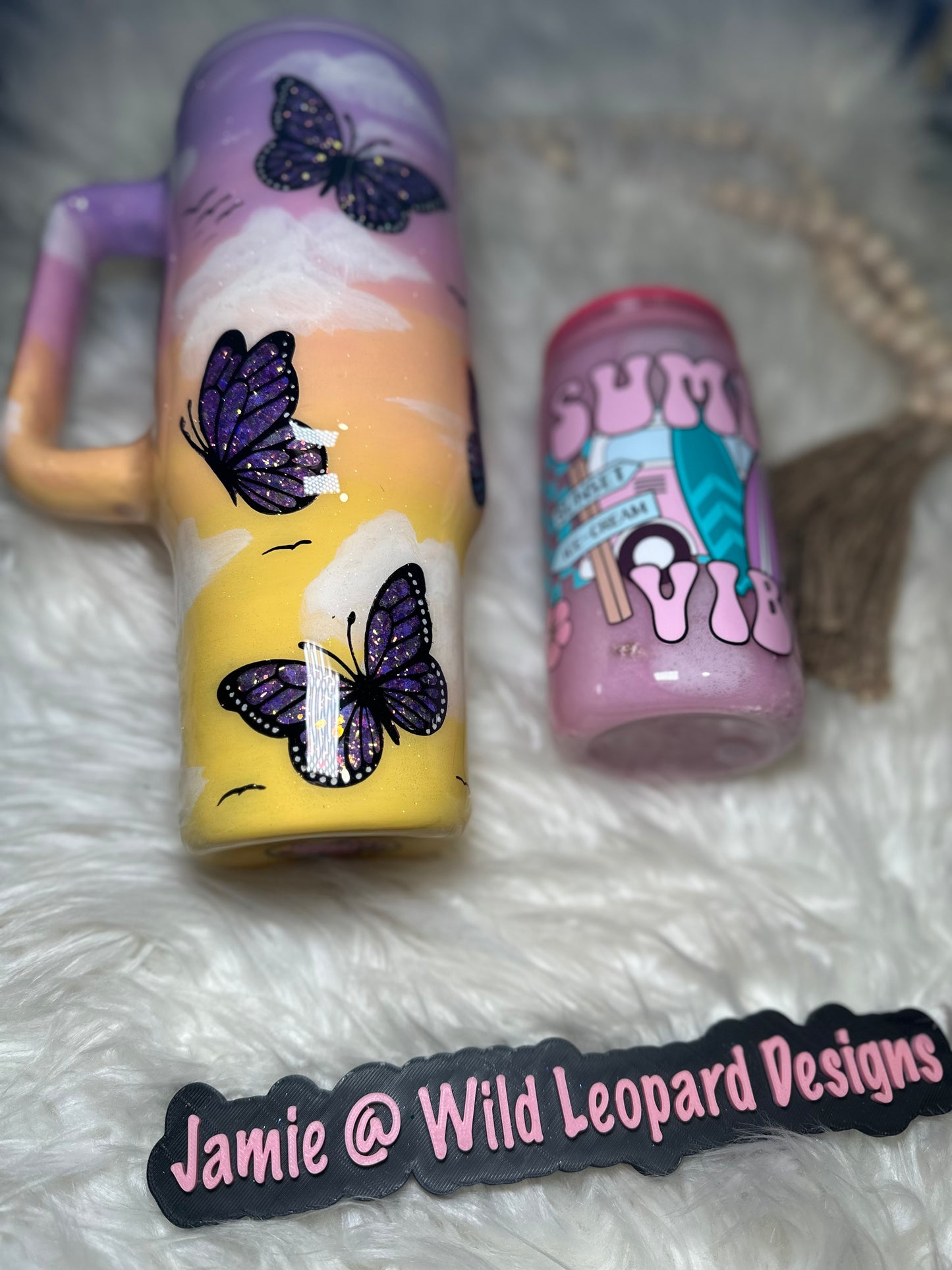 Butterfly hand painted 40 oz