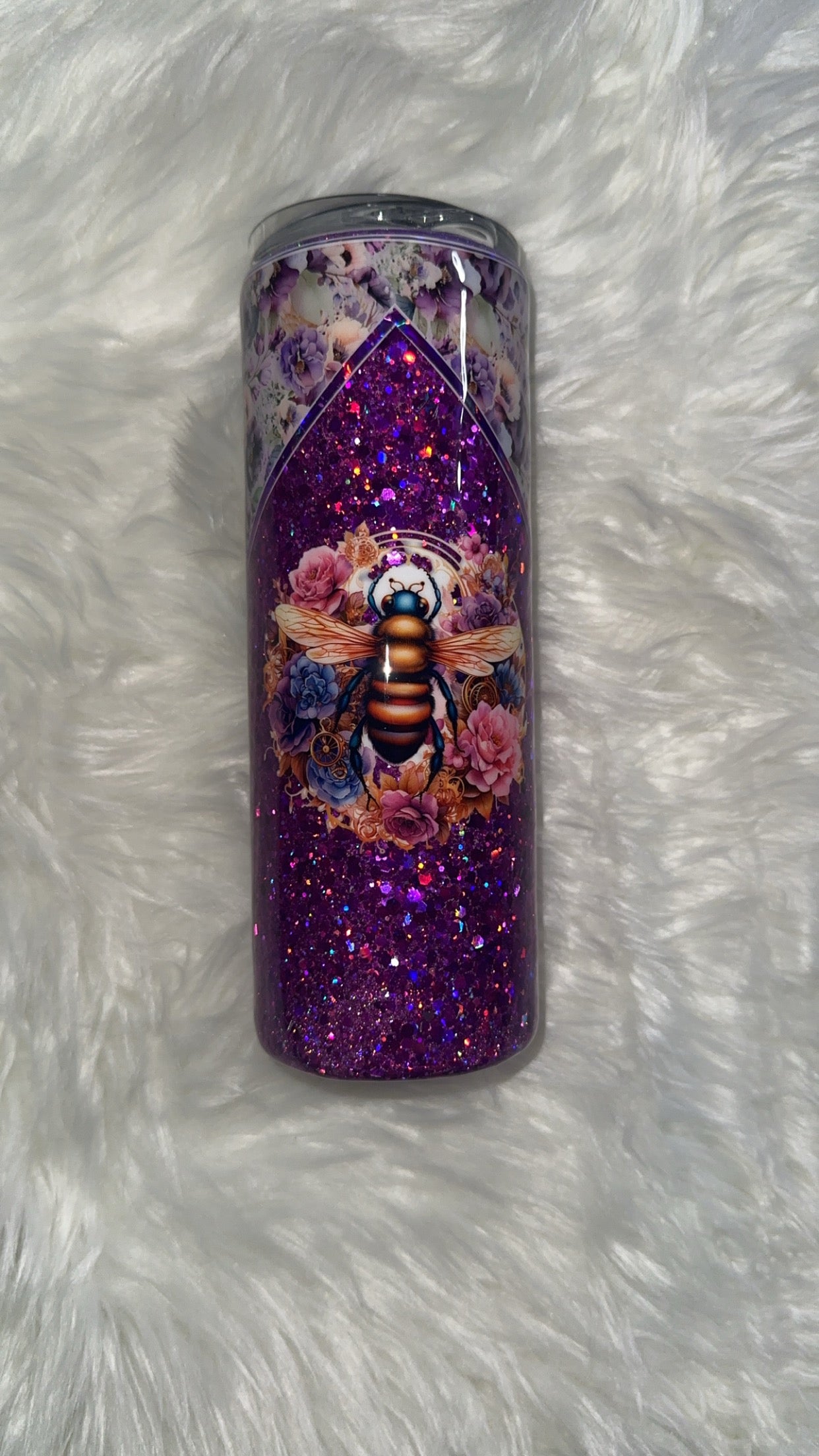 Purple floral with bee