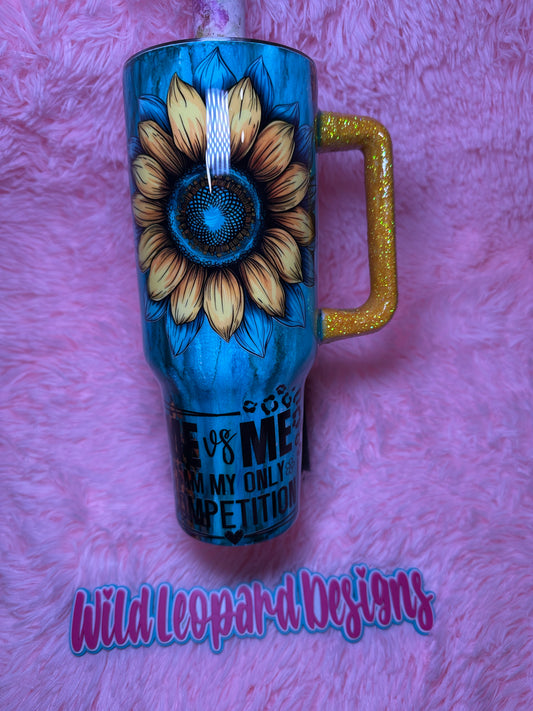 40 oz teal sunflowers needs additional coats
