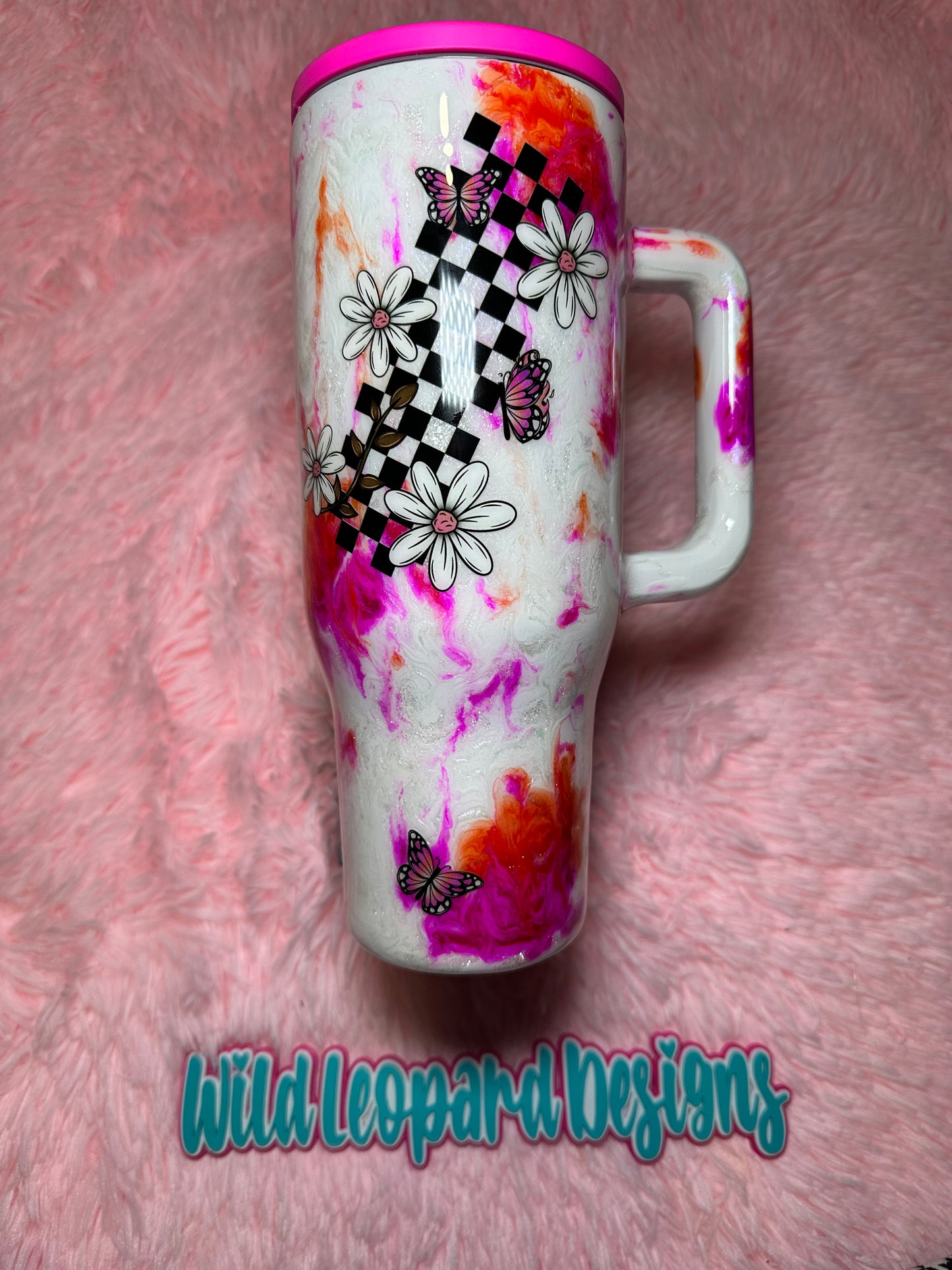 42- orange and pink flip lid (hold on be proud of yourself and be kind to yourself)