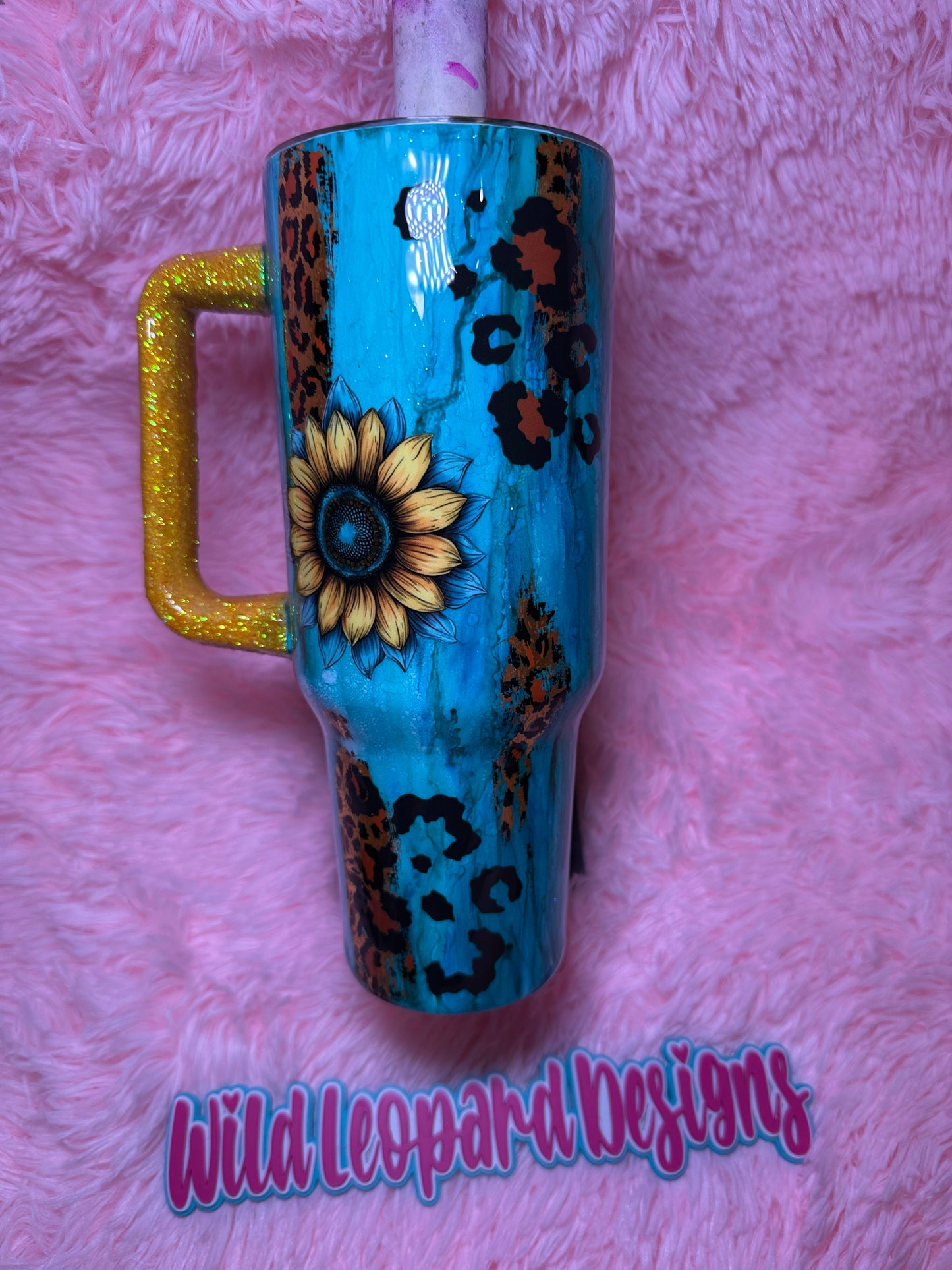 40 oz teal sunflowers needs additional coats