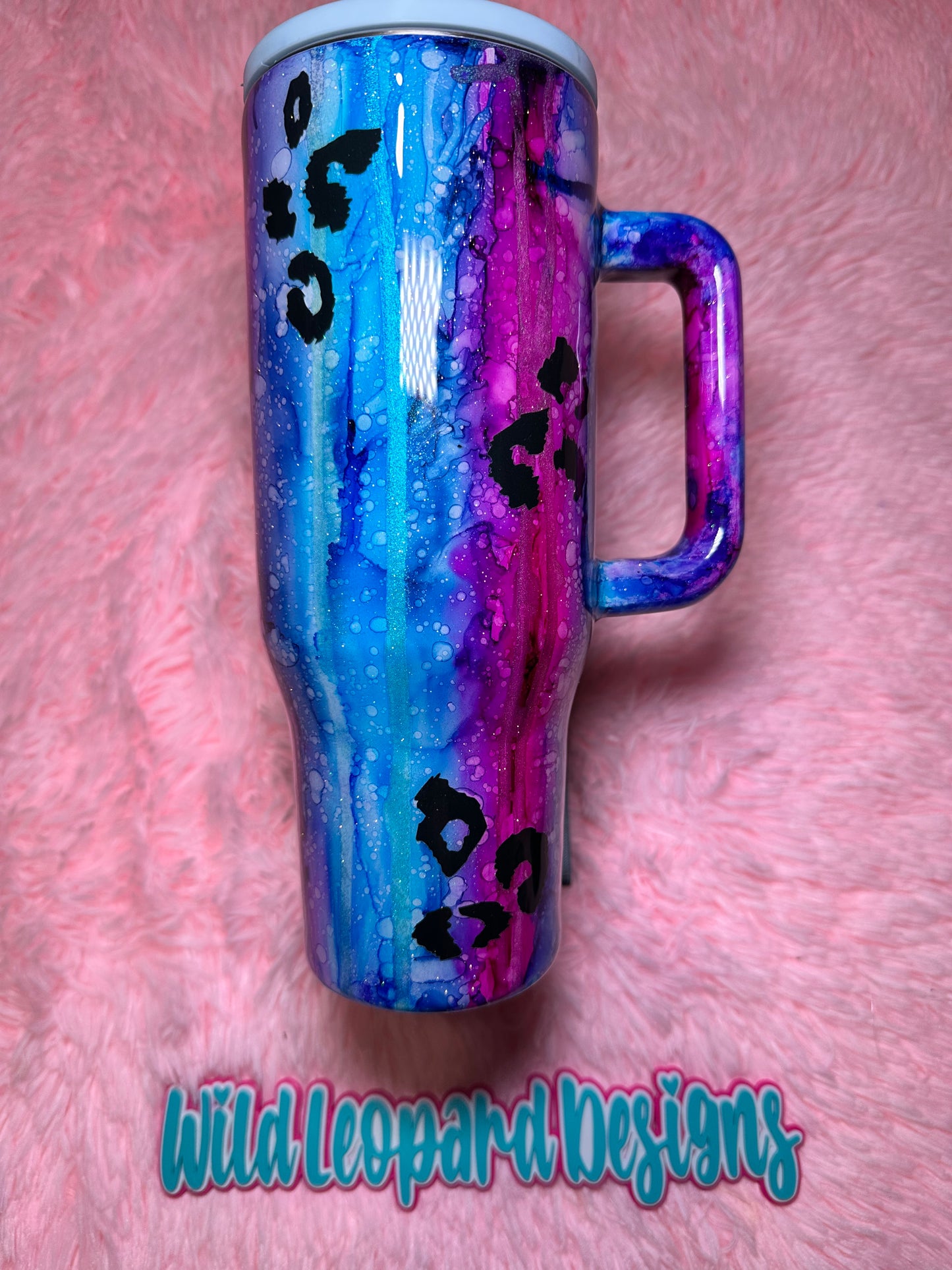 41- 40 oz purple blue rustic raindrop flip lid