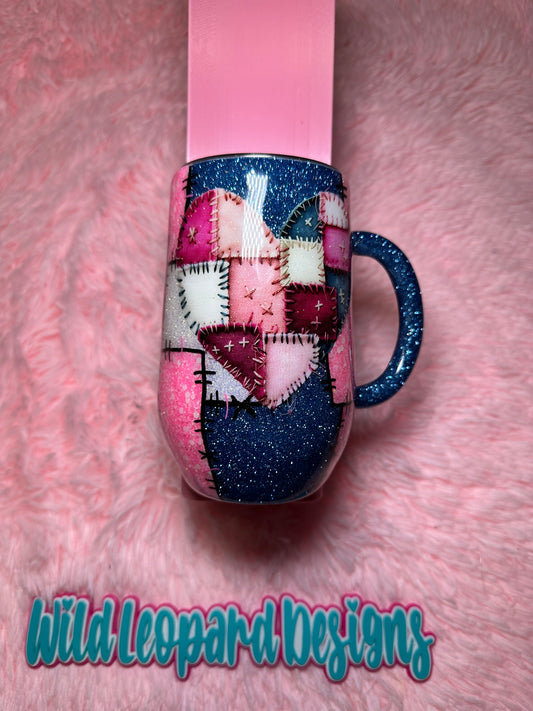 14- 16 oz mug pink patch work