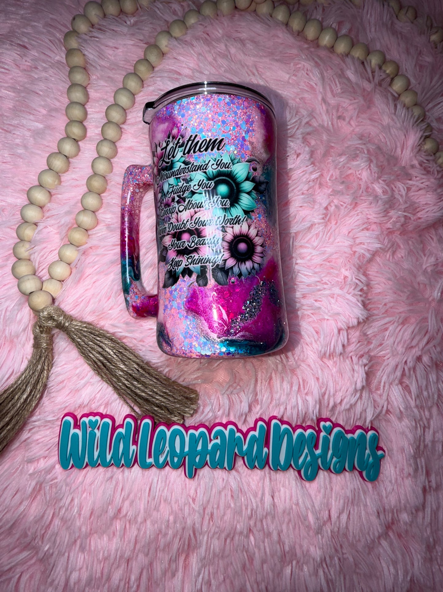 47-let them pink teal beer mug