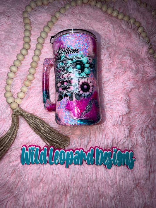 47-let them pink teal beer mug