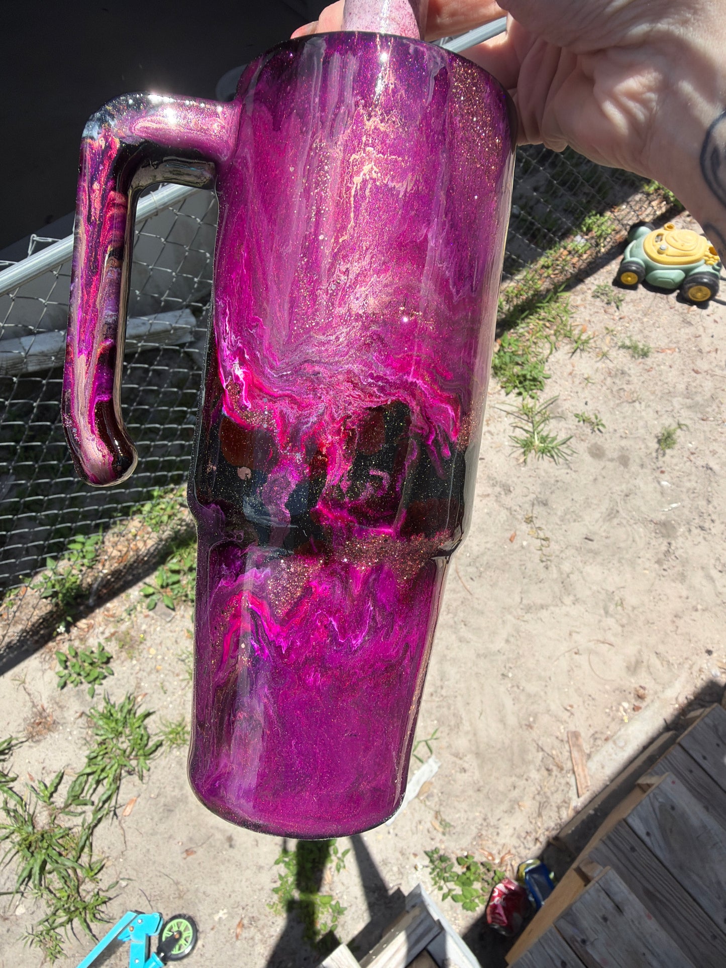 30 oz - rose gold plum reverse marble