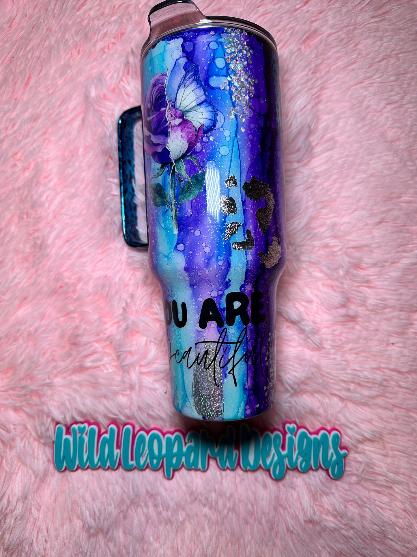 62- 40 oz rustic raindrop purple and blue