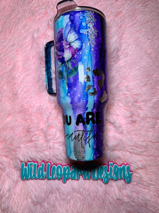 62- 40 oz rustic raindrop purple and blue