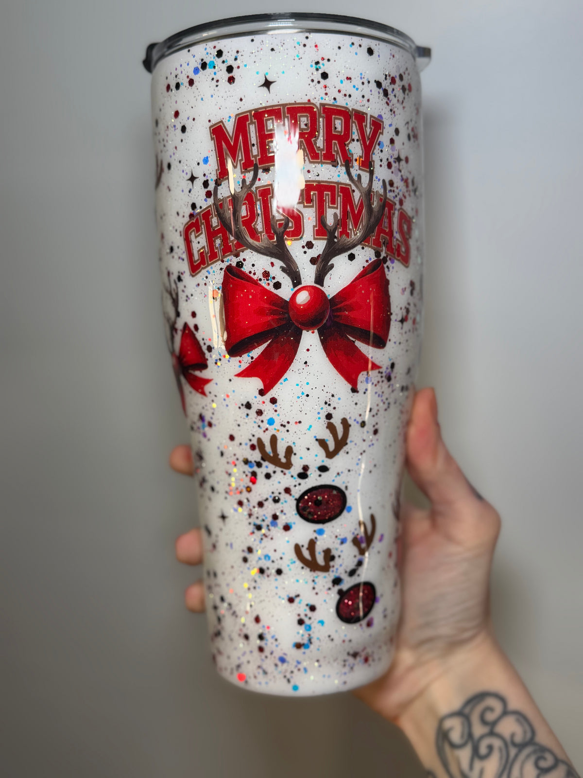 32 oz - merry Christmas reindeer light up tumbler
