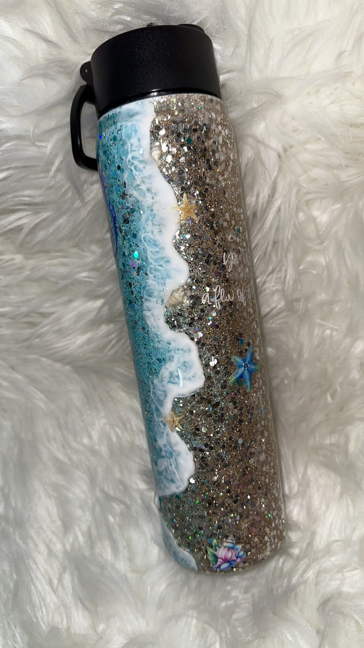 Beach light blue with real sea shells