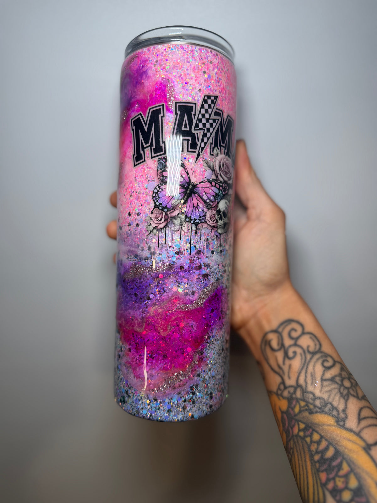 30 oz pink purple mama