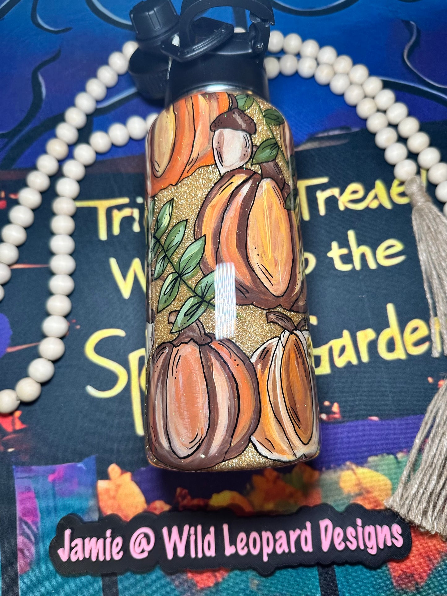 Custom 40 oz Stanley hand painted flowers.