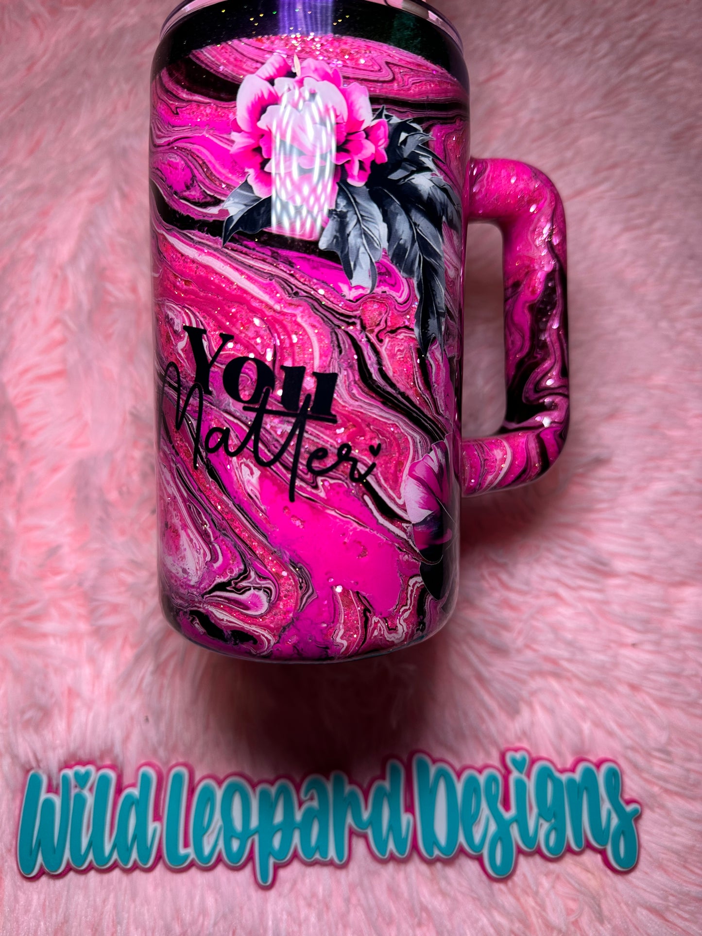 36- 25 oz coffee mug , purple black hydro dip (you matter)