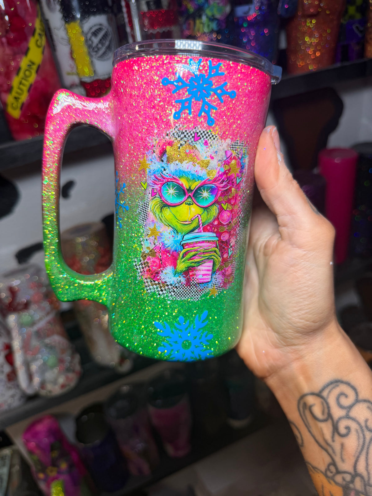 20 oz beer mug , cute grinch