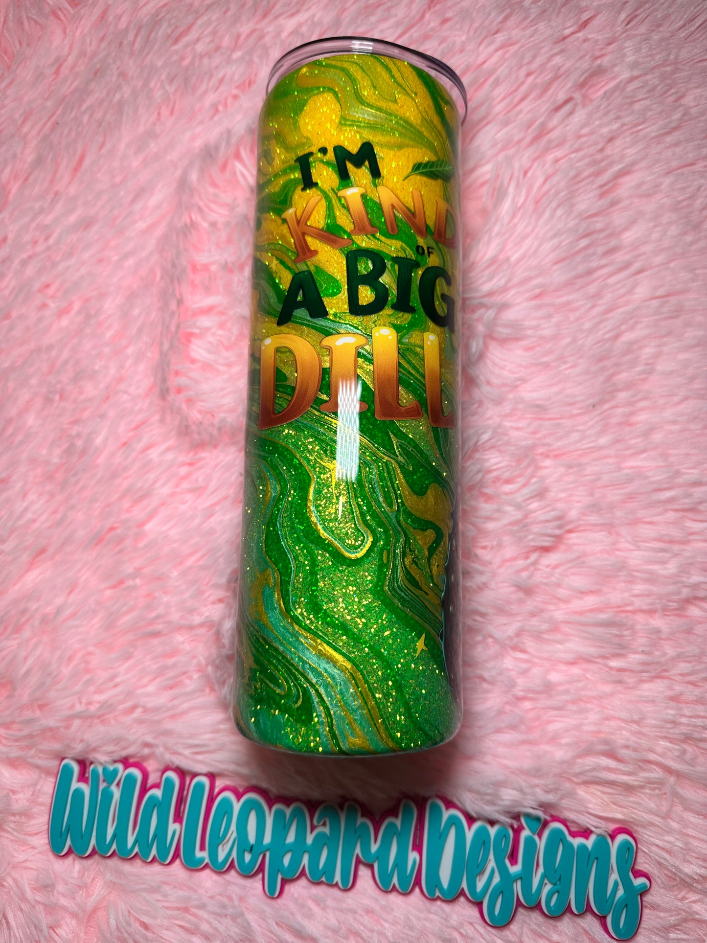 #66- im kind a big dill - 30 oz hydro dip green and yellow