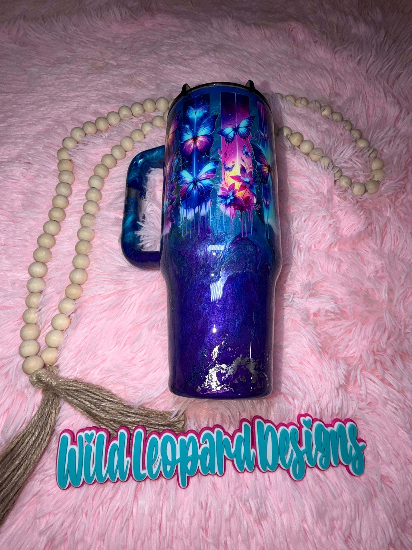 21-40 oz blue purple butterfly